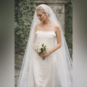 Vintage Carolyn Bessette Style 90s Minimalist Wedding Dress - Ivory Slip Dress